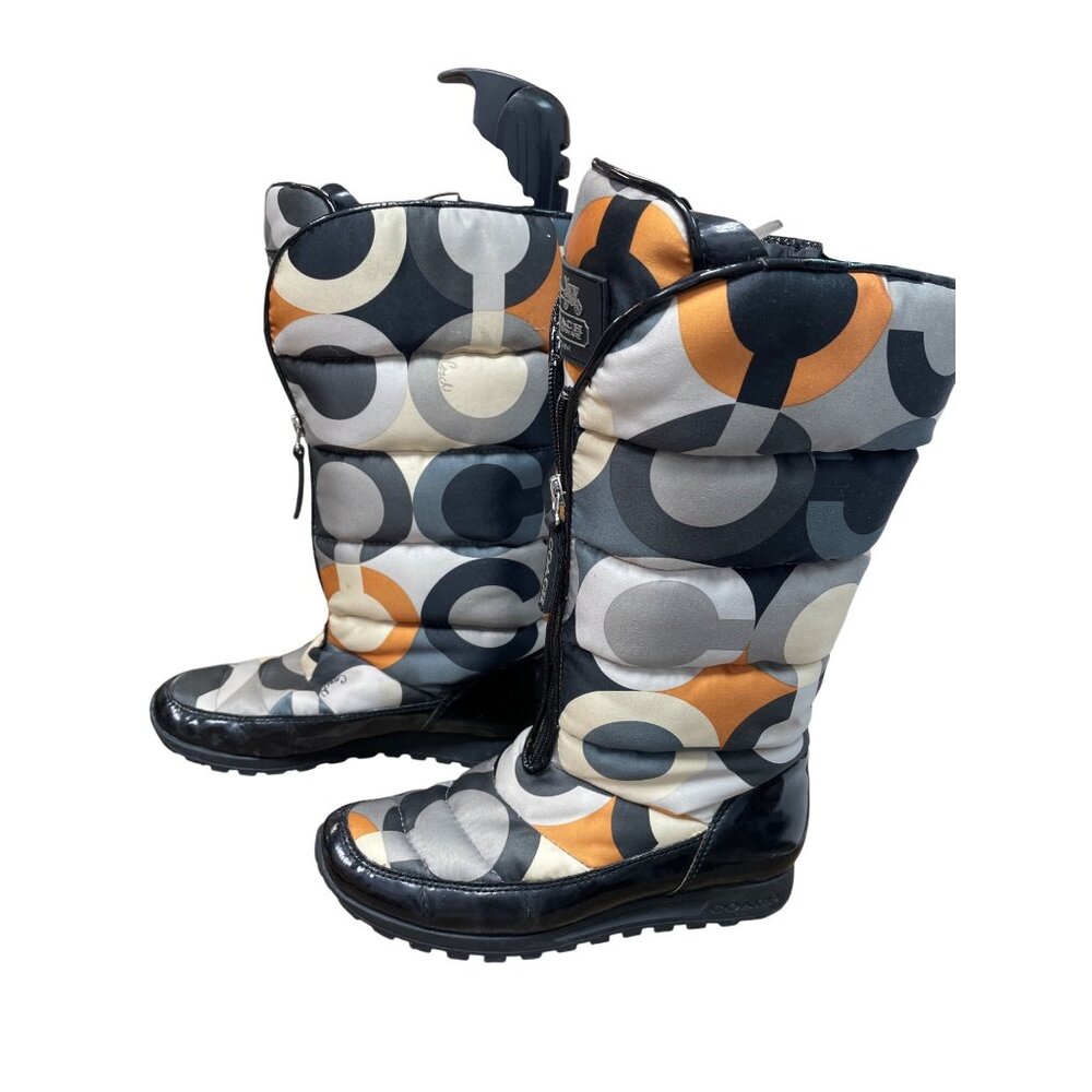 coach Jolt womans monogram fabric mid calf winter boots sz 7B SKU 9772 - Picture 3 of 15